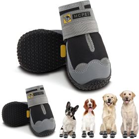 Dog Boots Breathable Dog Shoes for Small-Medium-Large Dogs; Waterproof Anti-Slip Puppy Booties Paw Protector for Hot Pavement Winter Snow Hiking with (Color: Black, size: #8 (width 2.75 inch) for 74-91 lbs)