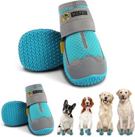 Dog Boots Breathable Dog Shoes for Small-Medium-Large Dogs; Waterproof Anti-Slip Puppy Booties Paw Protector for Hot Pavement Winter Snow Hiking with (Color: BLUE, size: #6 (width 2.36 inch) for 52-68 lbs)