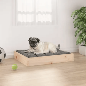 Solid Pine Dog Bed Frame (Choices: Natural - M)