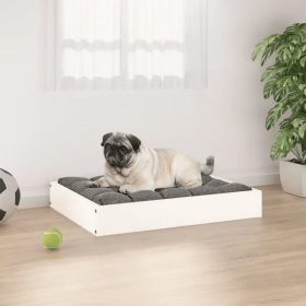 Solid Pine Dog Bed Frame (Choices: White - M)