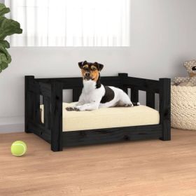 Solid Pine Dog Bed Frame with Sidewalls (Choices: Black - S)