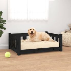 Solid Pine Dog Bed Frame with Sidewalls (Choices: Black - Lg)