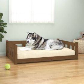 Solid Pine Dog Bed Frame with Sidewalls (Choices: Brown - XXL)