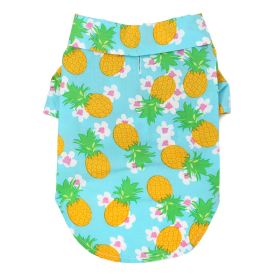 Hawaiian Camp Shirt - Multiple Designs (Color: Pineapple Luau, size: Large)