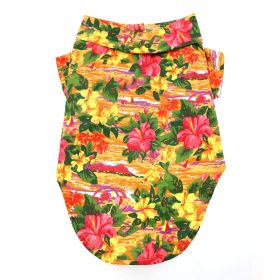 Hawaiian Camp Shirt - Multiple Designs (Color: Sunset Hibiscus, size: Large)