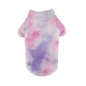 Soft Plush Pullover Sweater (Color: Tie-Dye Pink & Purple, size: X-Large)