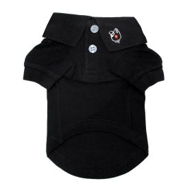 Polo Dog Shirt with Embroidered Collar (Color: Black, size: X-Large)