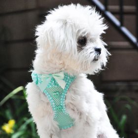 American River, Choke Free Dog Harness (Color: Teal Polka Dot Ruffle, size: Medium)
