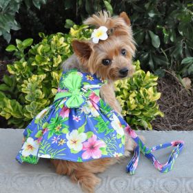 Blue Lagoon Hawaiian Hibiscus Dress (size: Large)
