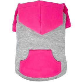 Color-Block Flex Fit Hoodie (Color: Pink on Gray, size: Large)