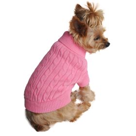 Dog Cable Knit 100% Cotton Sweater Candy Pink (size: Medium)