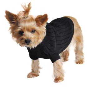 Dog Cable Knit 100% Cotton Sweater Jet Black (size: Medium)