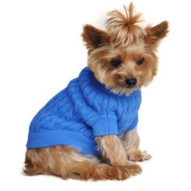 Dog Cable Knit 100% Cotton Sweater Riverside Blue (size: Medium)