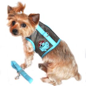 Cool Mesh Dog Harness Under the Sea Collection (Color: Pirate Octopus Blue and Black, size: Large)