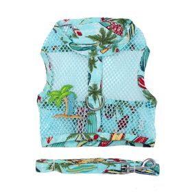 Cool Mesh Dog Harness with Leash (Color: Surfboards and Palms, size: Large)