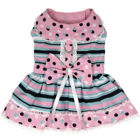 Dots & Stripes Harness Dress (Color: Pink & TealSpring 2024, size: Large)