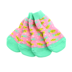 Non-Skid Dog Socks (Color: Pineapple, size: Large)
