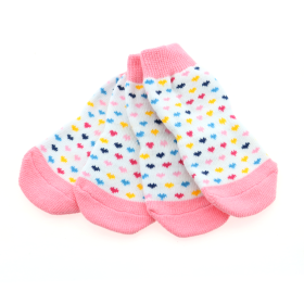 Non-Skid Dog Socks (Color: Hearts, size: Large)