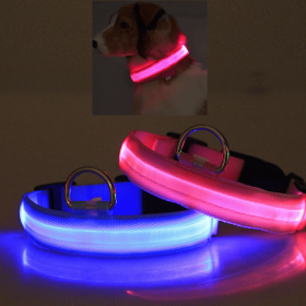 LED Dog Safety Halo-Style Collar (Color: BLUE, size: Large)