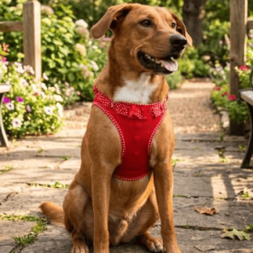 Polka Dot Choke‑Free Dog Harness – Step‑In Style (Color: Red Polka Dot Ruffle, size: L)