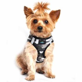 Polka Dot Choke‑Free Dog Harness – Step‑In Style (Color: Gray Camo, size: XS)