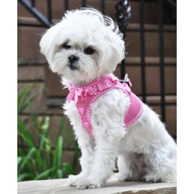 Polka Dot Choke‑Free Dog Harness – Step‑In Style (Color: Pink Polka Dot Ruffle, size: S)