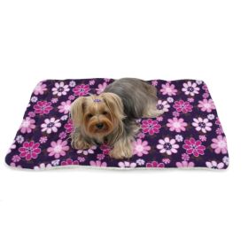 Double-layer Fleece Dog Blanket (Color: Midnight Garden)