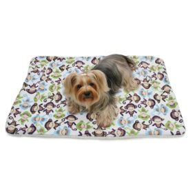 Double-layer Fleece Dog Blanket (Color: Plush Monkeys-Minky)