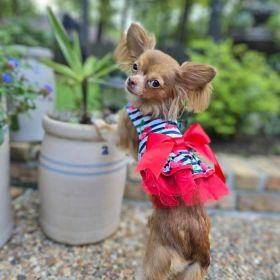 Cherry Stripe Harness Dress with Matching Leash (size: SMALL)