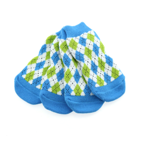 Non-Skid Dog Socks (Color: Blue and Green Argyle, size: SMALL)
