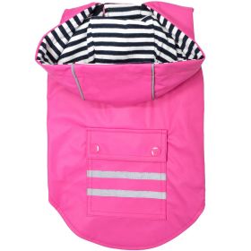 Slicker Raincoat with Striped Lining (Color: Raspberry Pink, size: SMALL)