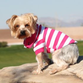 Polos Striped (Color: Pink Yarrow & White, size: Medium)