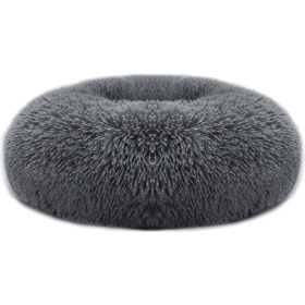 Plush Donut Dog Bed (Color: Dark Gray, size: L)