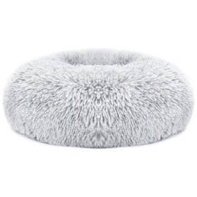Plush Donut Dog Bed (Color: gray, size: L)