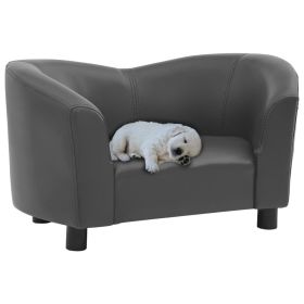 Faux Leather Dog Sofa (Color: gray)