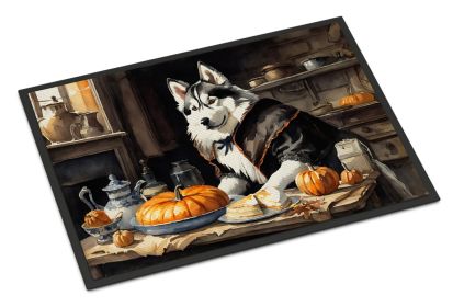 Fall Dog Image Doormat (Breed: Siberian Husky, Style: Kitchen Pumpkins)