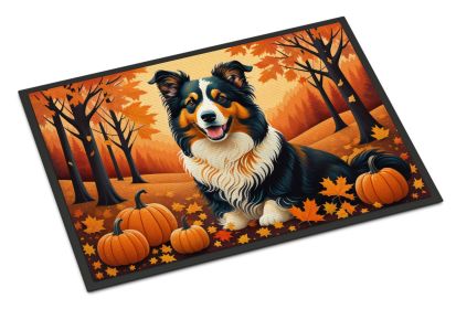 Fall Dog Image Doormat (Breed: Collie, Style: Outdoor Pumpkins)