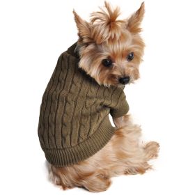 Dog Cable Knit 100% Cotton Sweater Herb Green (size: SMALL)