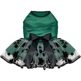 Green and Black Satin Dress (size: Medium)