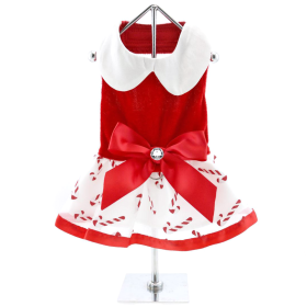 Christmas Candy Cane Dress and Matching Leash (size: Medium)