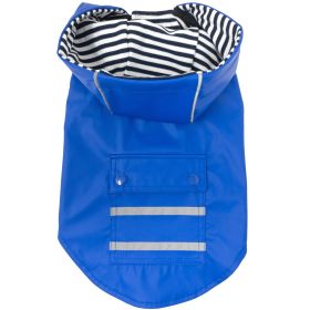 Slicker Raincoat with Striped Lining (Color: Cobalt Blue, size: Medium)