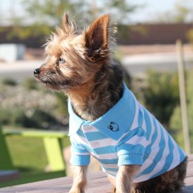 Polos Striped (Color: Blue Niagra & White, size: Large)