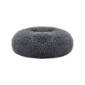 Plush Donut Dog Bed (Color: Dark Gray, size: S)