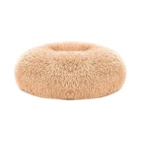 Plush Donut Dog Bed (Color: Apricot Yellow, size: S)