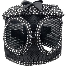 Polka Dot Choke‑Free Dog Harness – Step‑In Style (Color: Black & White Polka Dot Ruffle, size: M)