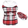 Plaid Sherpa‑Lined Dog Harness Coat & Maching Leash